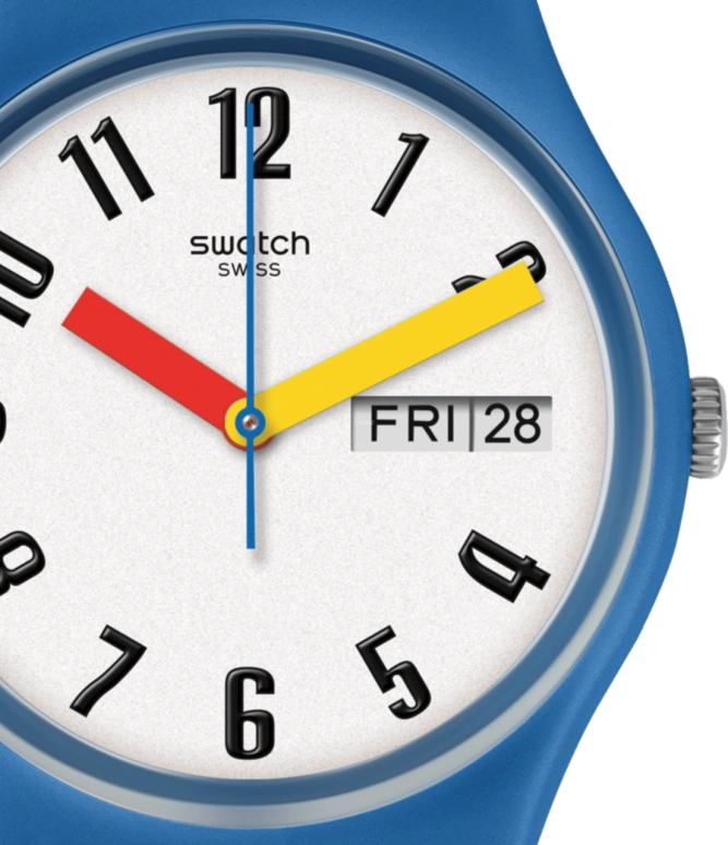Swatch,Originals 34mm,34mm,Plastic,White,Quartz,Date,Day,GS703