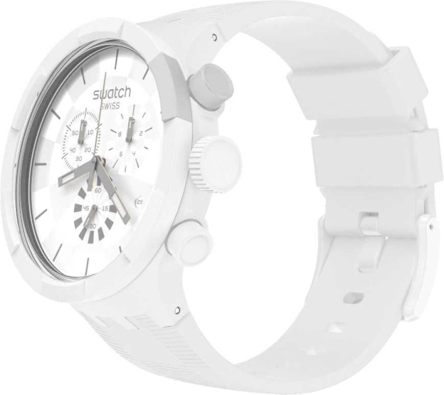 Swatch,THE BOLD 47mm,47mm,Plastic,White,Sapphire,Crystal Glass,SB02W400
