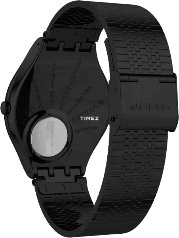 Swatch,SKIN 38mm,38mm,Stainless Steel,Black,Quartz,Crystal Glass,Tonneau,SYXB100GG