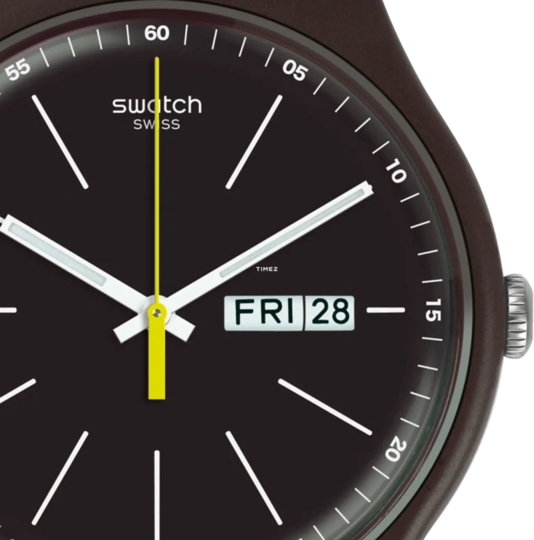Swatch,Originals 41mm,41mm,Plastic,Black,Quartz,Date,Day,SUOC704