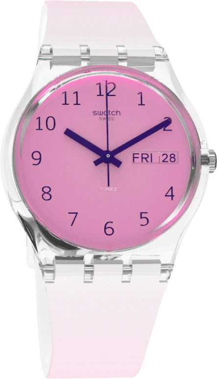 Swatch,Originals 34mm,34mm,Plastic,Pink,Sapphire,Crystal Glass,GE719