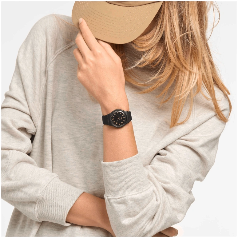 Swatch,Originals 34mm,34mm,Plastic,Black,Quartz,Round,GB274