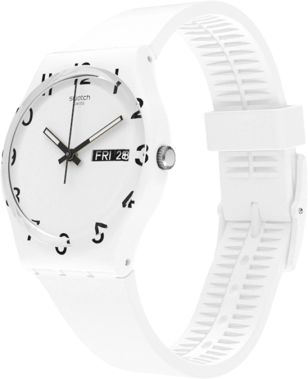 Swatch,Originals 39.20mm,39.20mm,Plastic,White,Sapphire,Crystal Glass,GW716
