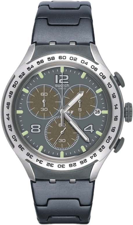 Swatch,IRONY 45mm,45mm,Aluminium,Grey,Quartz,Chronograph,Day,YYS4027AG