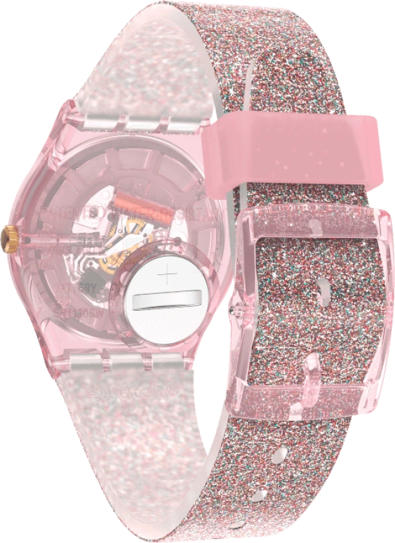 Swatch,Originals 34mm,34mm,Plastic,Pink,Sapphire,Crystal Glass,GP168