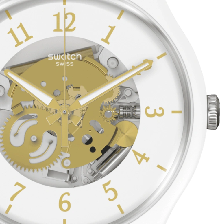 Swatch,Other 41mm,41mm,Bioceramic,Transparent,White,Quartz,Tonneau,White,SO32W105,SO32W105-5300