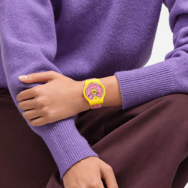 Swatch,Originals 41mm,41mm,Bio-sourced,Yellow,Pink,Quartz,Round,Yellow,SO29Z134