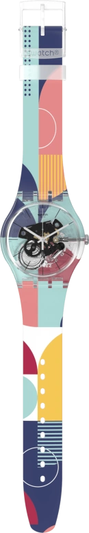 Swatch,Originals 41mm,41mm,Plastic,Green,Blue,Multi-Color,Skeleton,Quartz,Sapphire,Crystal Glass,Round,SUOK144,SUOK144-034