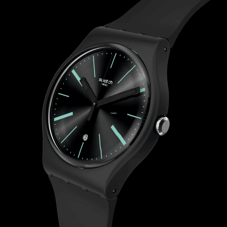 Swatch,Other 41mm,41mm,Bio-sourced,Black,Quartz,Day,SO29B404