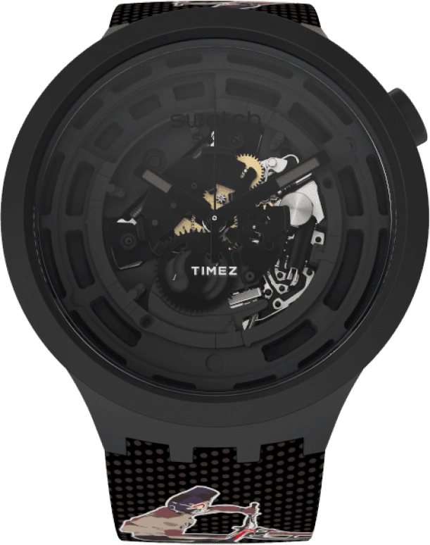 Swatch,Other 47mm,47mm,Bioceramic,Black,Quartz,Sapphire,Crystal Glass,Round,SB03B100E
