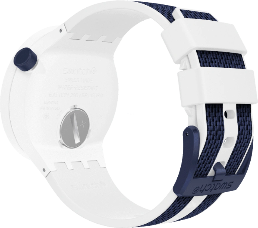 Swatch,THE BOLD 47mm,47mm,Plastic,White,Sapphire,Crystal Glass,Closed,SO27W102