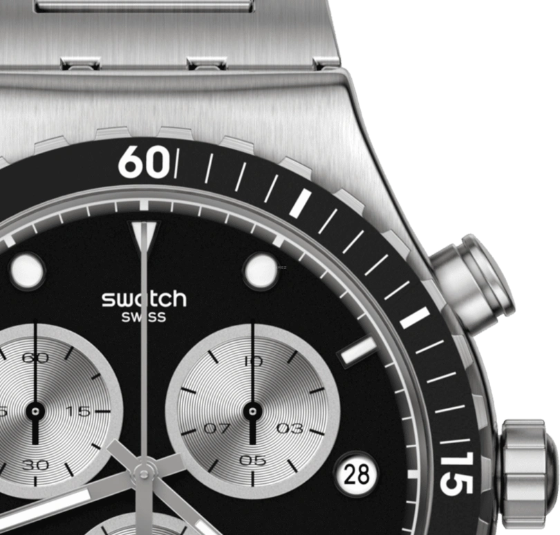 Swatch,IRONY 43mm,43mm,Stainless Steel,Black,YVS487G