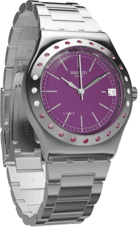 Swatch,IRONY 33mm,33mm,Stainless Steel,Pink Red,Red,Quartz,Day,Round,YLS455G