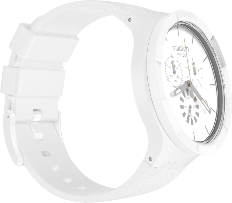 Swatch,THE BOLD 47mm,47mm,Plastic,White,Sapphire,Crystal Glass,SB02W400