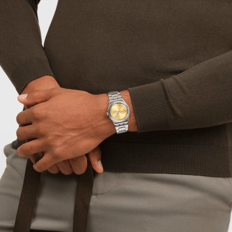 Swatch,IRONY 33mm,33mm,Stainless Steel,Yellow,Quartz,Sapphire,Crystal Glass,Round,YLS236G