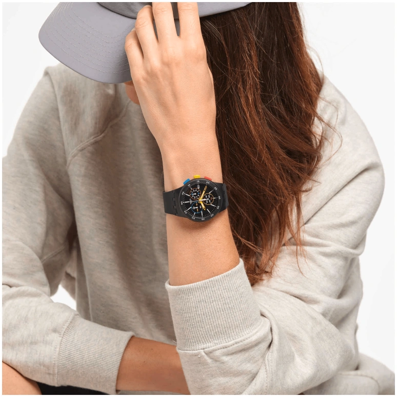 Swatch,Originals 42mm,42mm,Plastic,Black,SUSB416