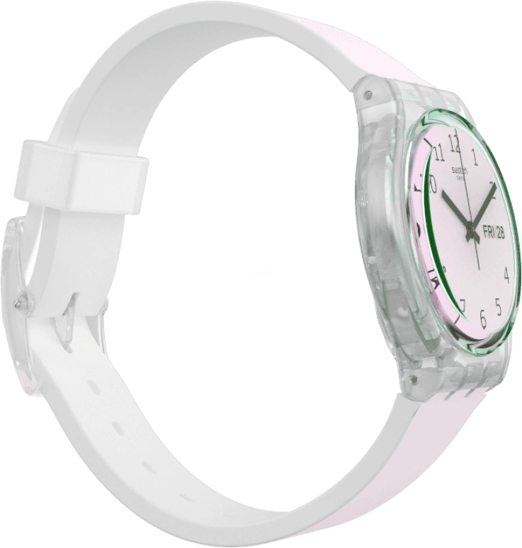 Swatch,Originals 34mm,34mm,Plastic,Pink,Green,Sapphire,Crystal Glass,GE714