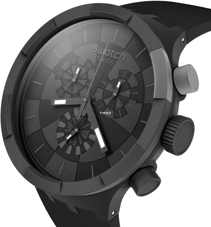 Swatch,THE BOLD 47mm,47mm,Composite,Black,Quartz,Chronograph,Round,SB02B103,SB02B103-6000