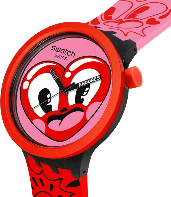 Swatch,THE BOLD 47mm,47mm,Bio-sourced,Pink Red,Red,Quartz,Glass,Round,SB05Z103