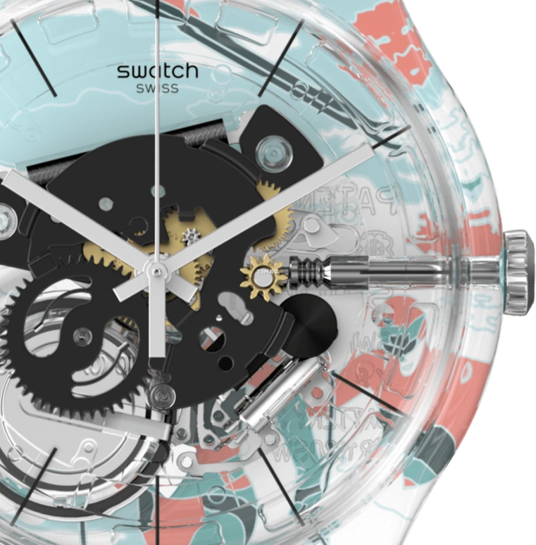 Swatch,Other 41mm,41mm,Plastic,Transparent,Quartz,Tonneau,SUOK144,SUOK144-009