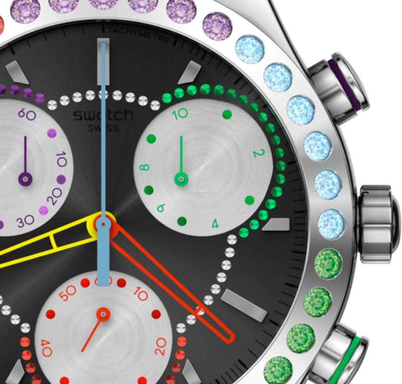 Swatch,IRONY 43mm,43mm,Stainless Steel,Black,Quartz,Chronograph,Tonneau,YVS100G