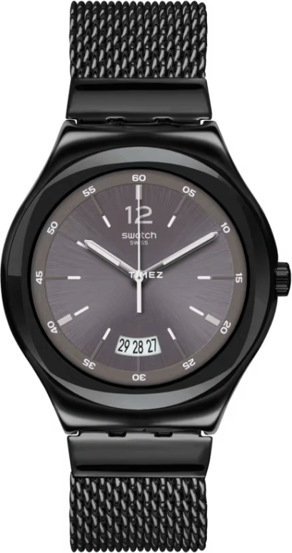 Swatch,IRONY 42.70mm,42.70mm,Stainless Steel,Smoky Gray,Quartz,Day,Tonneau,YWB405M