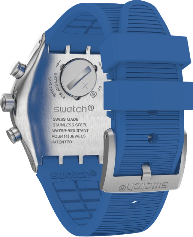 Swatch,IRONY 43mm,43mm,Stainless Steel,Black,Silver,Blue,Minutes,YVS485