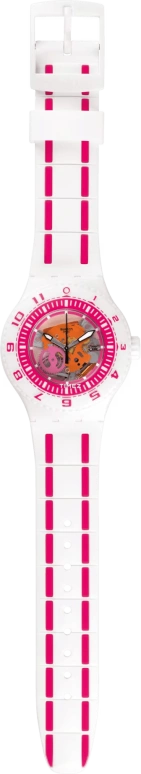 Swatch,Other 44mm,44mm,Plastic,Transparent,Quartz,Tonneau,White,SUUW101