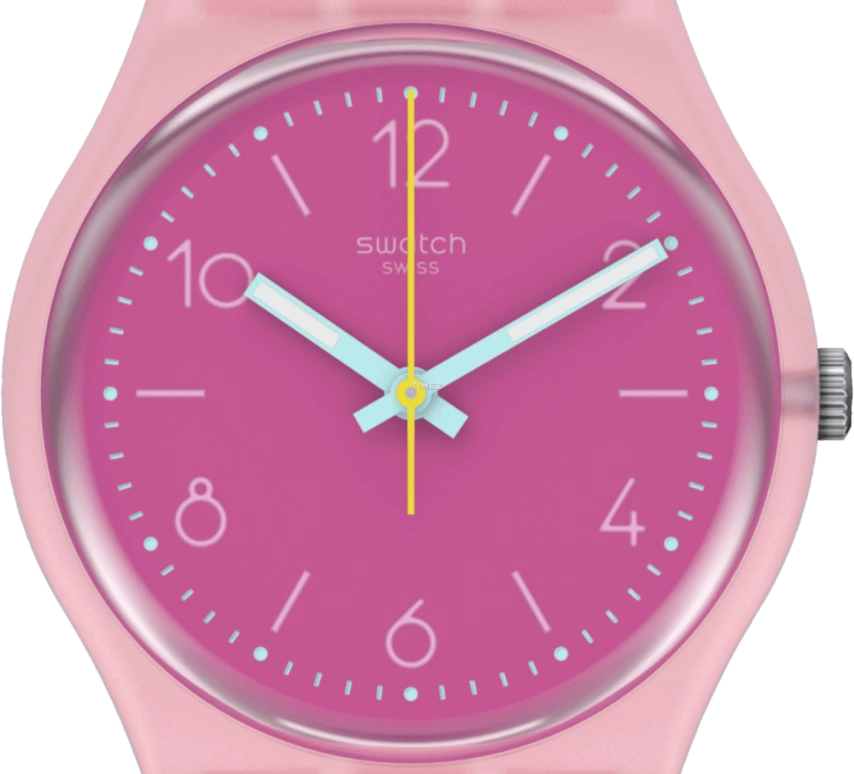 Swatch,Other 34mm,34mm,Plastic,Pink,Quartz,Sapphire,Crystal Glass,Round,SVHP101,SVHP101-5300