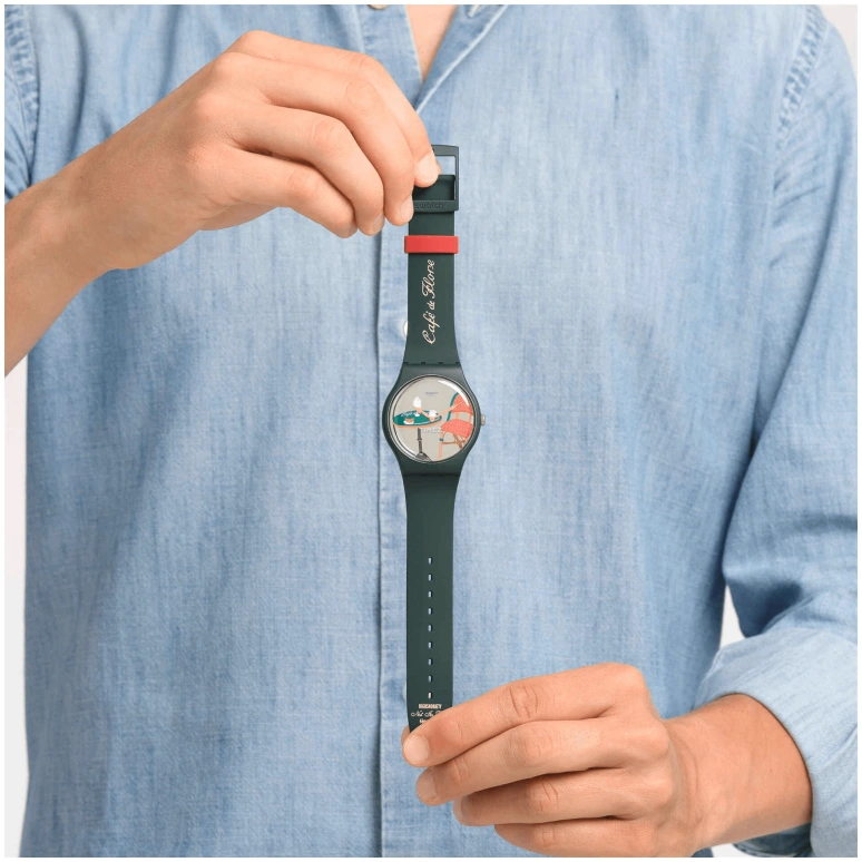 Swatch,Other 41mm,41mm,Plastic,Green,Silver,Red,Grey,Multi-Color,Quartz,Sapphire,Crystal Glass,Round,SUOZ347
