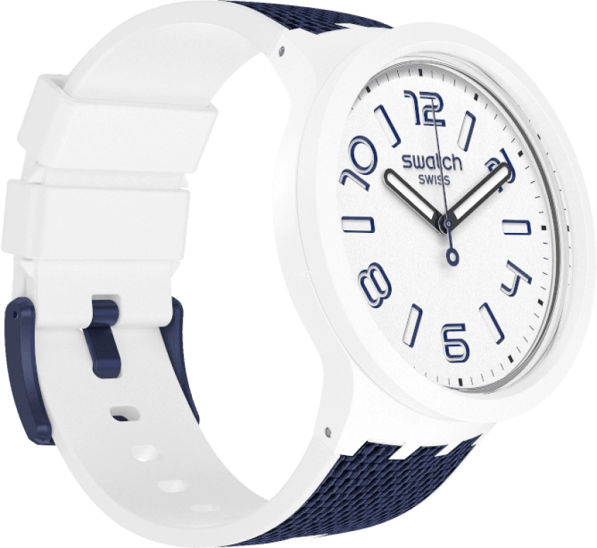 Swatch,THE BOLD 47mm,47mm,Plastic,White,Sapphire,Crystal Glass,Closed,SO27W102