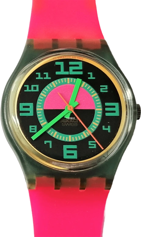 Swatch,Other 42mm,42mm,Plastic,Black,Pink,Quartz,Tonneau,Green,GN103
