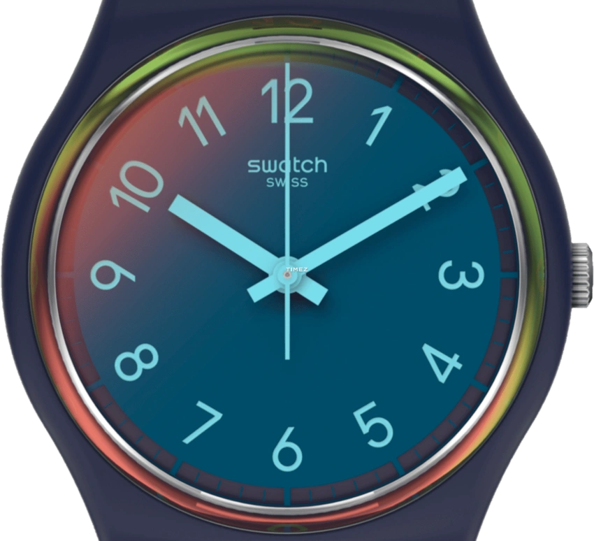 Swatch,Originals 34mm,34mm,Bio-sourced,Blue,Gradient,Quartz,Sapphire,Crystal Glass,Round,SO28N110