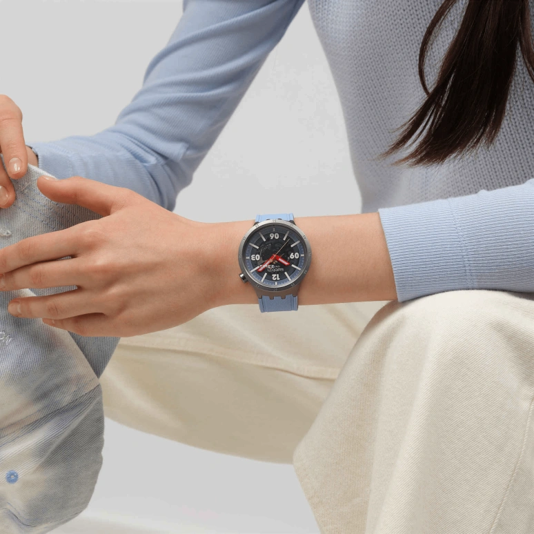 Swatch,THE BOLD 47mm,47mm,Stainless Steel,Blue,Quartz,Round,Gray,SB07S122