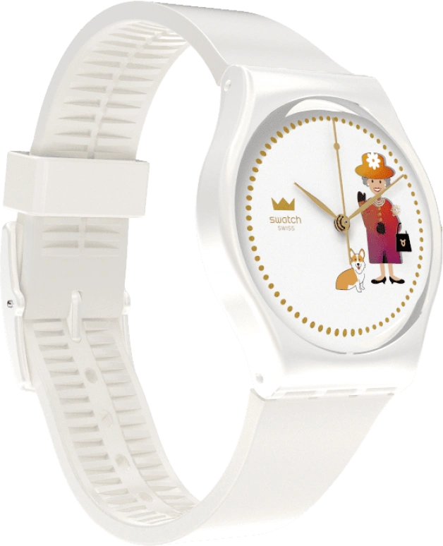 Swatch,Other 34mm,34mm,Plastic,White,Sapphire,Crystal Glass,GZ711