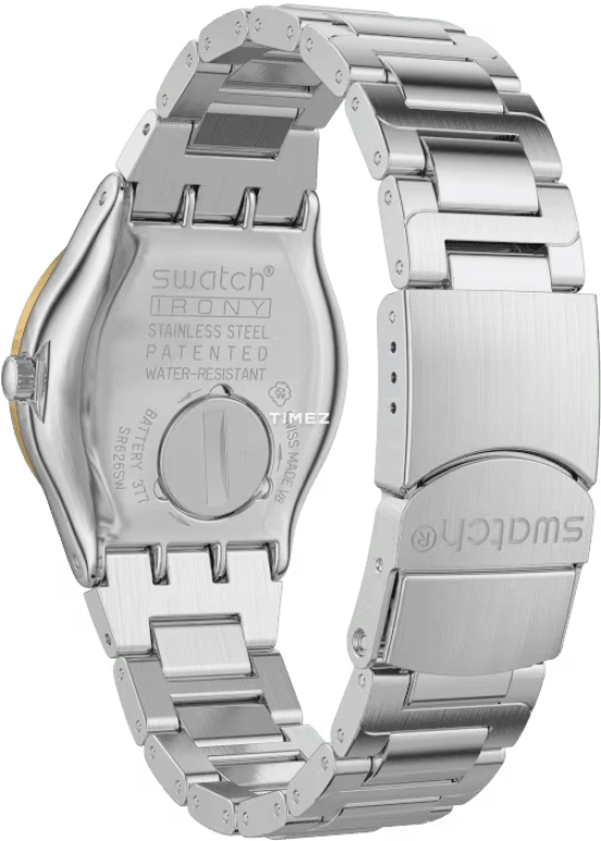 Swatch,IRONY 33mm,33mm,Stainless Steel,Gold,Quartz,Sapphire,Crystal Glass,Tonneau,YLS210G
