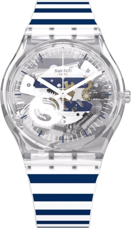 Swatch,Originals 34mm,34mm,Plastic,Transparent,Quartz,Sapphire,Crystal Glass,Round,GE270