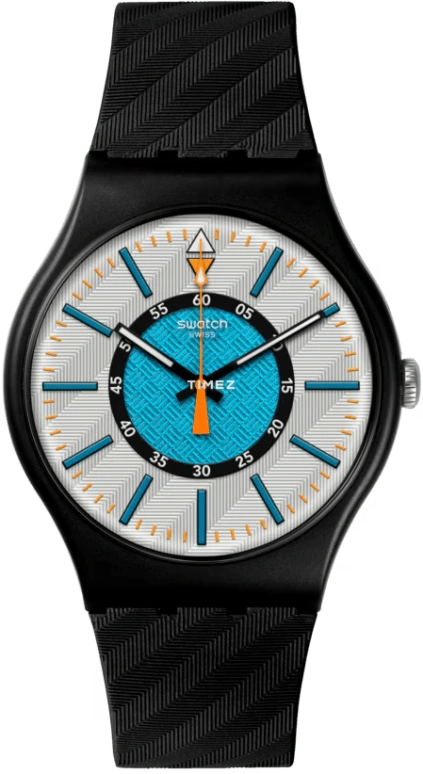 Swatch,Originals 41mm,41mm,Bioceramic,Blue,Silver,Quartz,Tonneau,Black,SO32B119