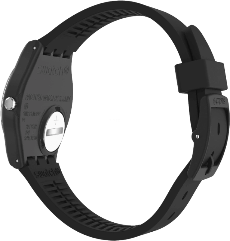 Swatch,Originals 39.20mm,39.20mm,Plastic,Black,Sapphire,Crystal Glass,Closed,GB757