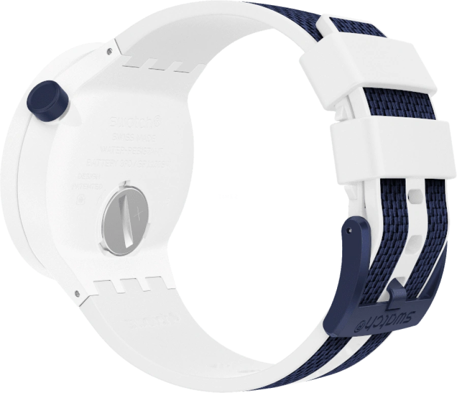 Swatch,THE BOLD 47mm,47mm,Plastic,White,Sapphire,Crystal Glass,Closed,SO27W102