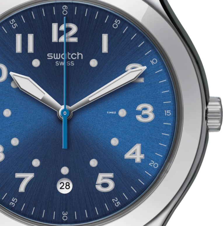 Swatch,IRONY 42.70mm,42.70mm,Stainless Steel,Blue,Quartz,Day,Tonneau,YWS436