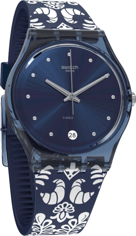 Swatch,Originals 34mm,34mm,Plastic,Blue,GN413
