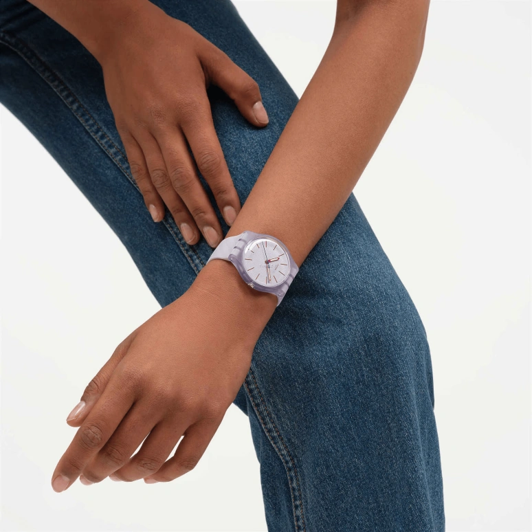 Swatch,Originals 41mm,41mm,Bio-sourced,Purple,Quartz,Bio-sourced,Glass,Round,SO29V101