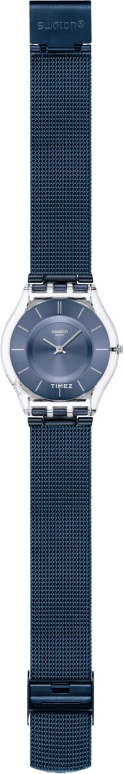 Swatch,SKIN 34mm,34mm,Bio-sourced,Blue,Quartz,Sapphire,Crystal Glass,Round,SS08K120M