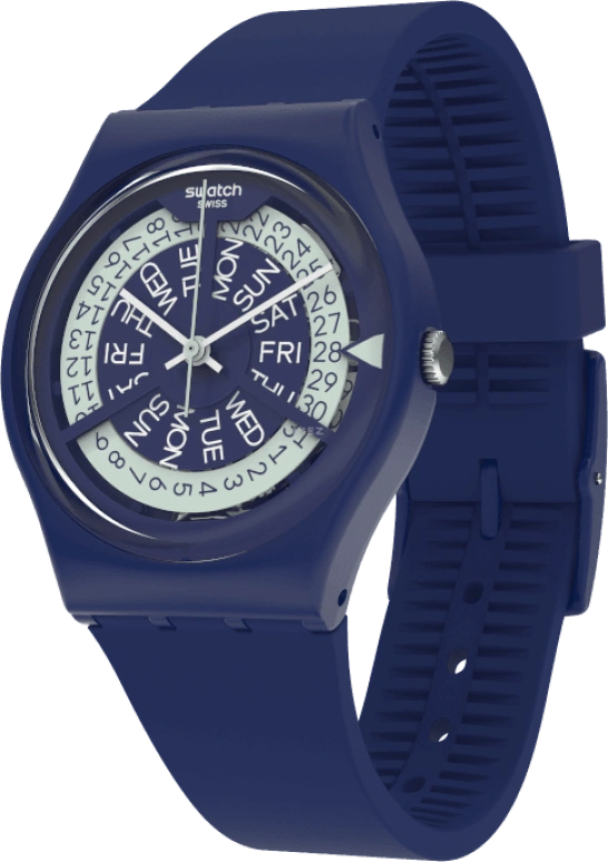 Swatch,Originals 34mm,34mm,Plastic,Blue,Sapphire,Crystal Glass,Closed,GN727