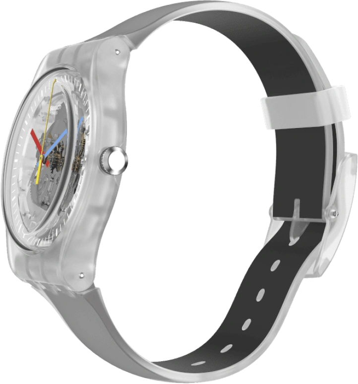 Swatch,Originals 41mm,41mm,Plastic,Skeleton,Quartz,Round,Transparent,SUOK157