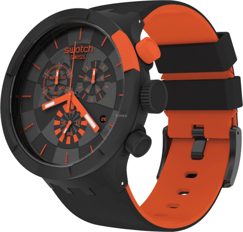 Swatch,THE BOLD 47mm,47mm,Plastic,Black,Sapphire,Crystal Glass,SB02B402
