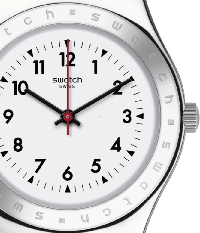 Swatch,IRONY 33mm,33mm,Stainless Steel,White,Quartz,Tonneau,Silver,YLS200
