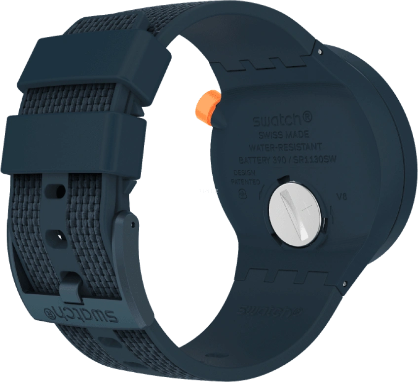 Swatch,THE BOLD 47mm,47mm,Plastic,Blue,Sapphire,Crystal Glass,Closed,SO27N107