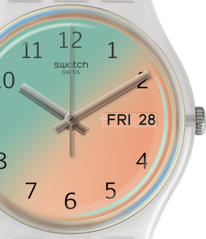Swatch,Originals 34mm,34mm,Plastic,Orange,Green,Quartz,Date,Day,GE720